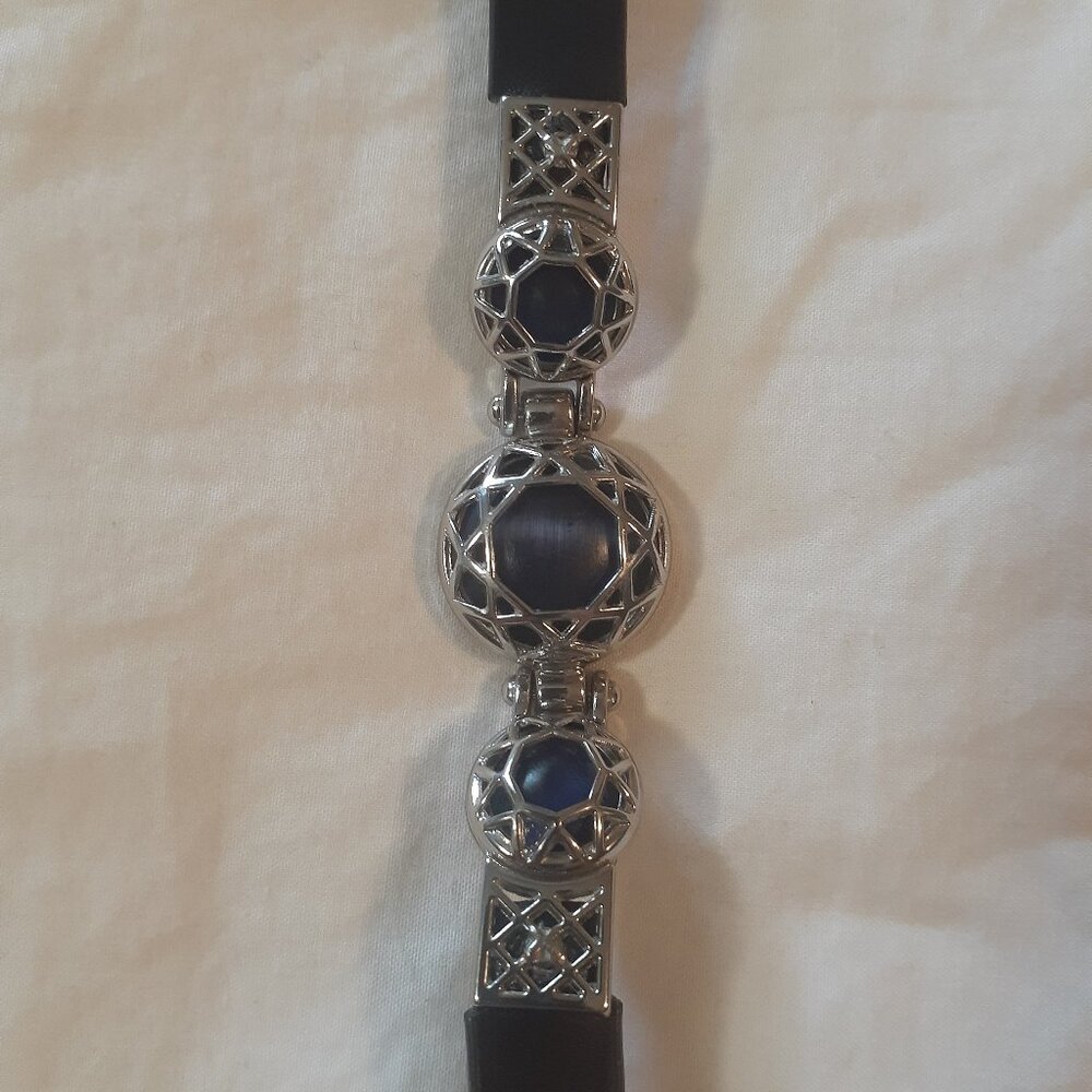 Bracelet with Black Leather Strap